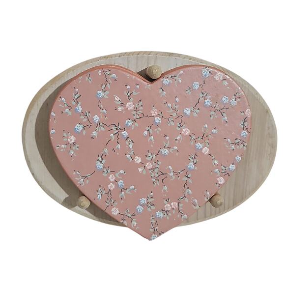 Coaster Set Homewarmers By Valorie Hearts with Wood Base Cottagecore Shabby Chic - Picture 2 of 10